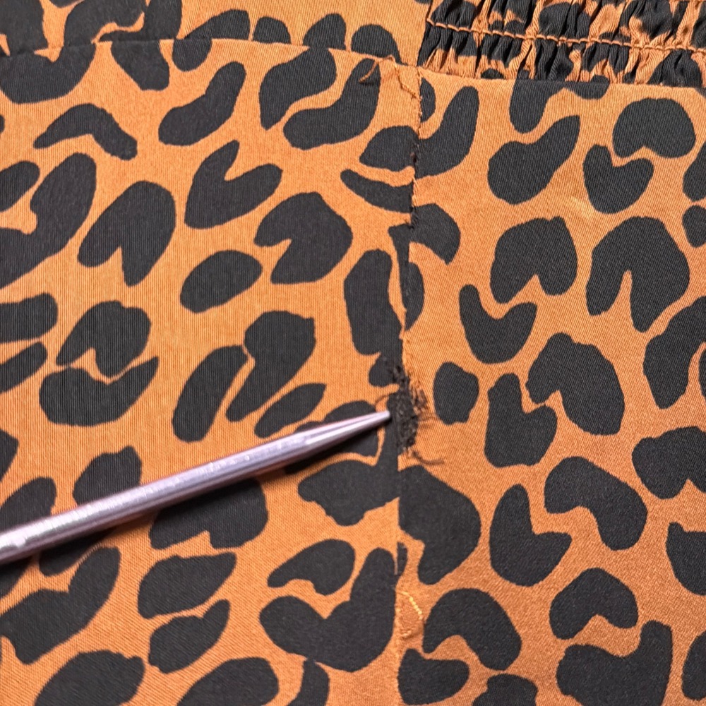 Good American Leopard Print Midi Dress Womens 3 Large Brown Button Front Smocked - Picture 7 of 12